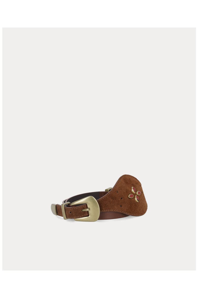 Temple Bustier Leather Belt, Alternate, color, Brown