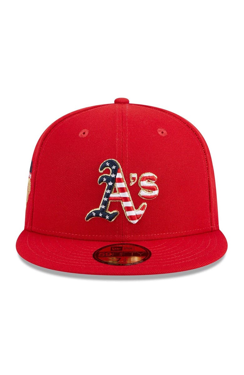 New Era Men's New Era  Red Oakland Athletics 2023 Fourth of July 59FIFTY Fitted Hat, Alternate, color, Red