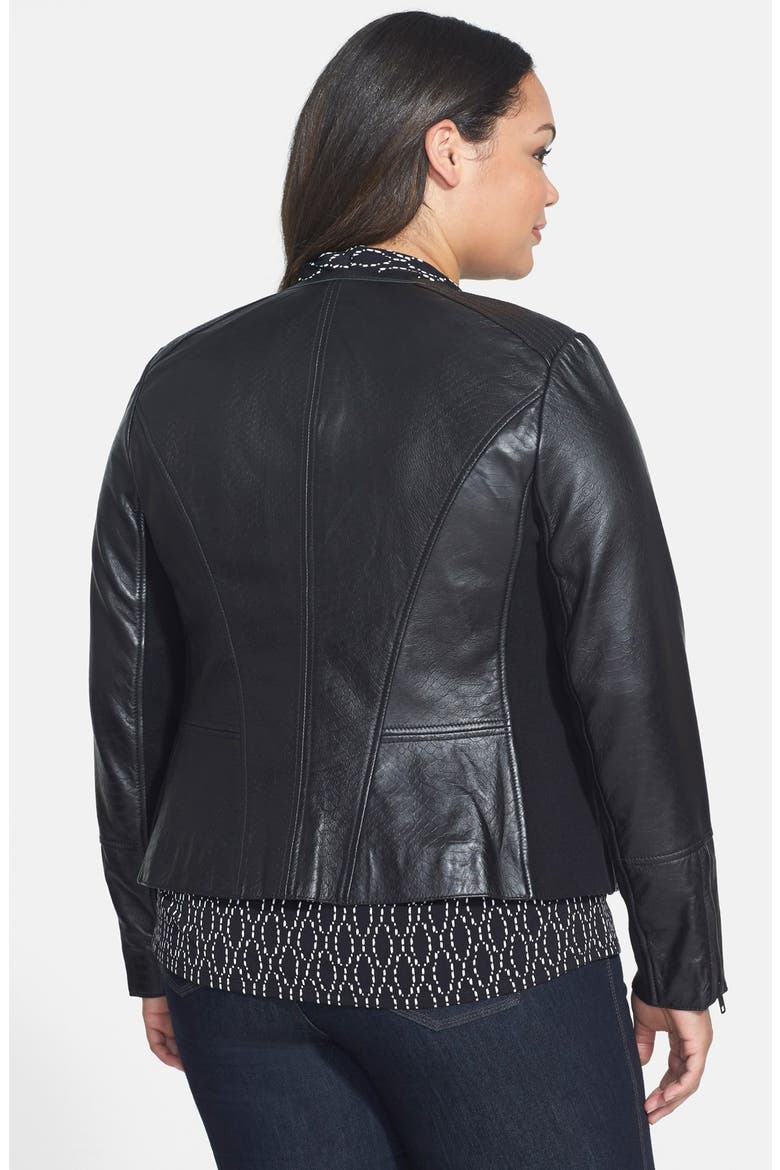 Embossed Leather Jacket, Alternate, color, BLACK