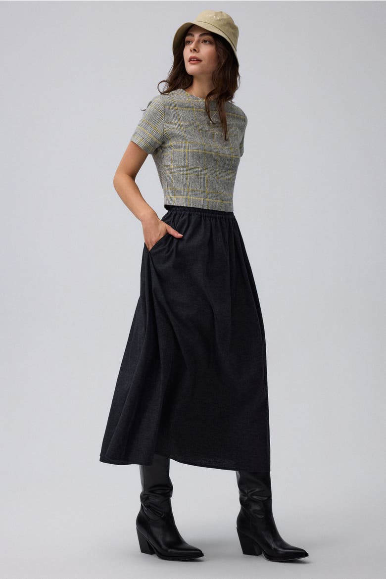 Hemp Blend Maxi Skirt, Alternate, color, washed black