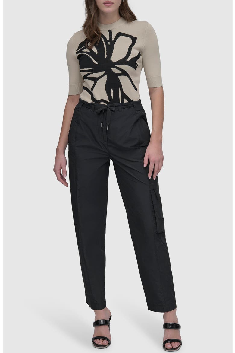 Taffeta Cargo Pants, Alternate, color, BLACK