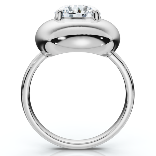 Bliss Diamond 1ct Diamond Bezel Stackable Button Engagement Ring 14k Gold Or Pt Lab Grown In Silver