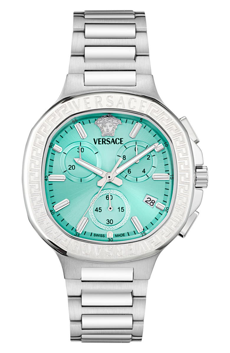 Versace V-Chrono Square Swiss Quartz Bracelet Watch, 40mm, Main, color, Stainless Steel