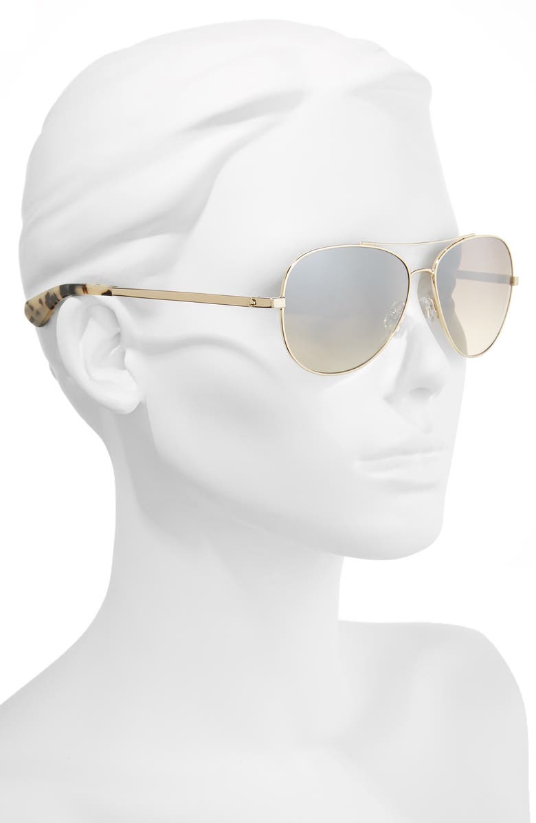 Kate Spade New York avaline 58mm aviator sunglasses, Alternate, color, Gold Havana