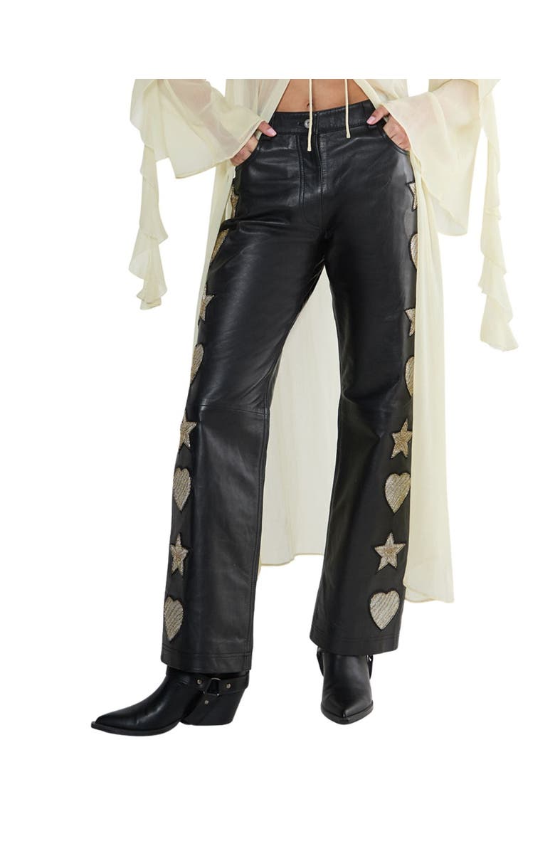 NASTY GAL Leather Patched Pants, Alternate, color, Black