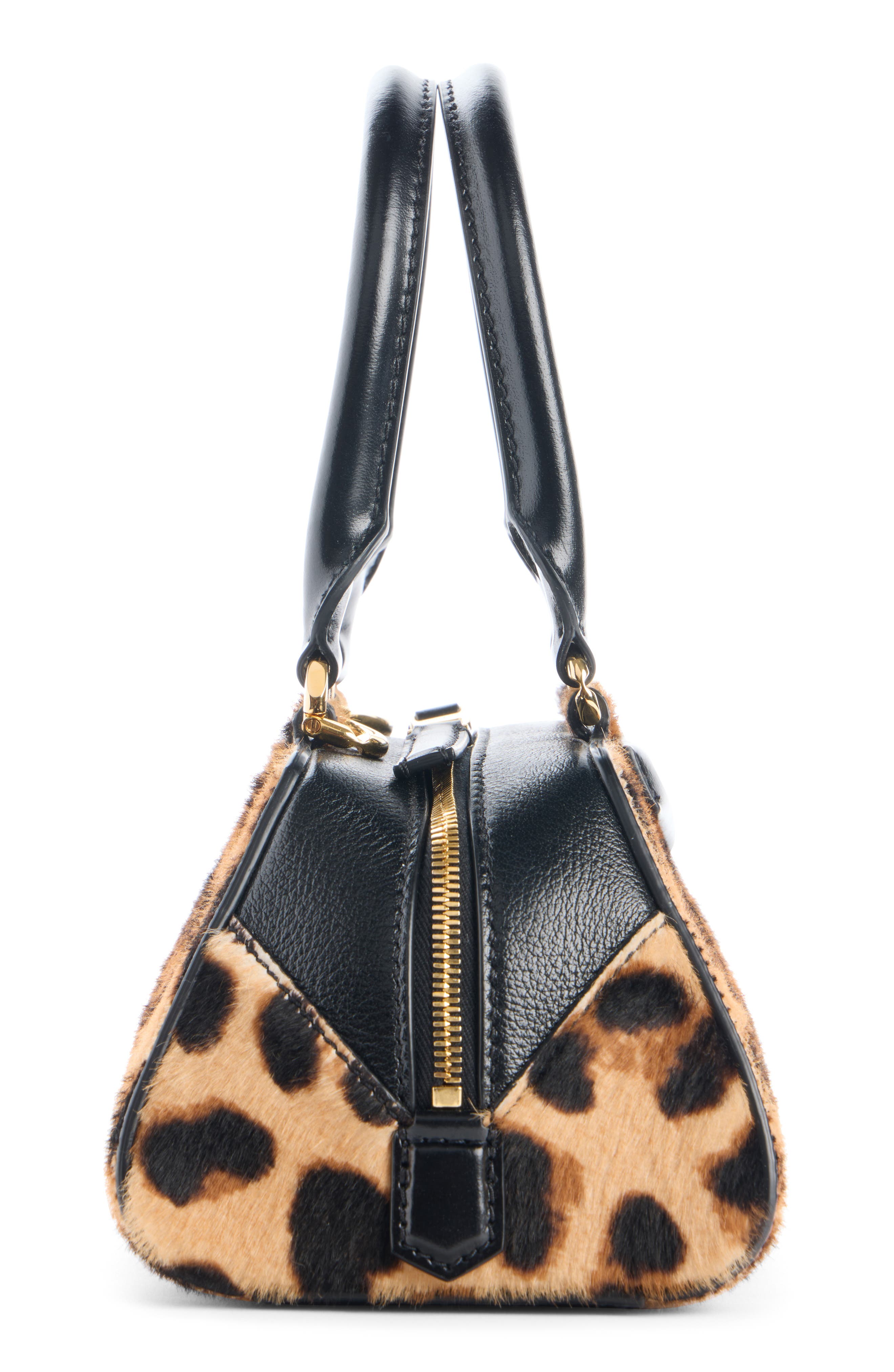 Givenchy Mini Antigona Genuine Calf Hair East/West Satchel, Alternate, color, Black/ Beige