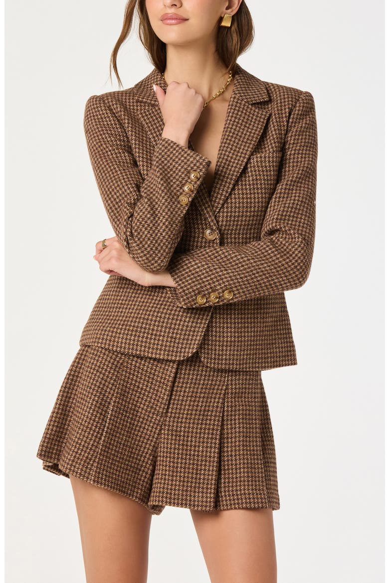 Houndstooth Fitted Blazer, Alternate, color, BROWN PLAID