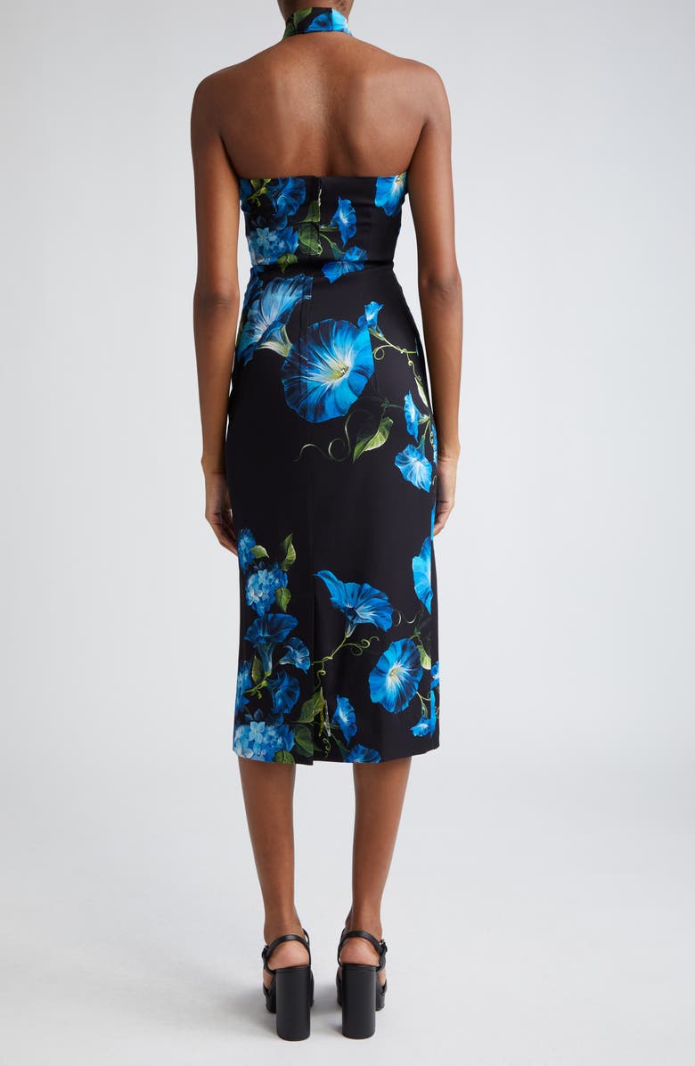 Dolce&Gabbana Bluebell Floral Cutout Charmeuse Sheath Dress, Alternate, color, 
