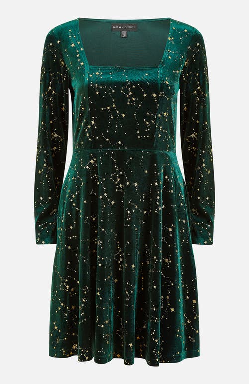 Yumi Star Foil Print Skater Dress In Multi