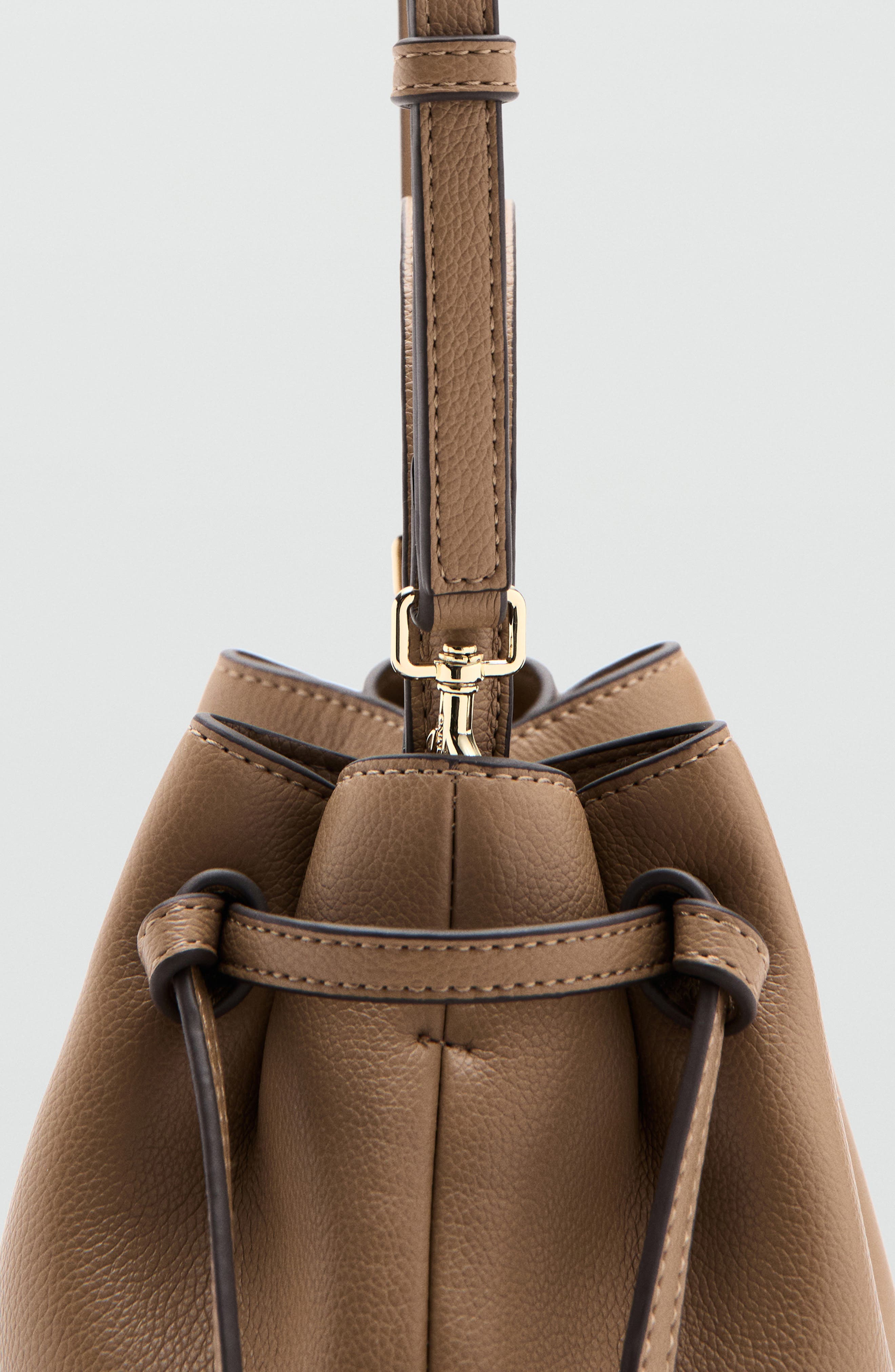 MANGO Faux Leather Bucket Bag, Alternate, color, Medium Brown