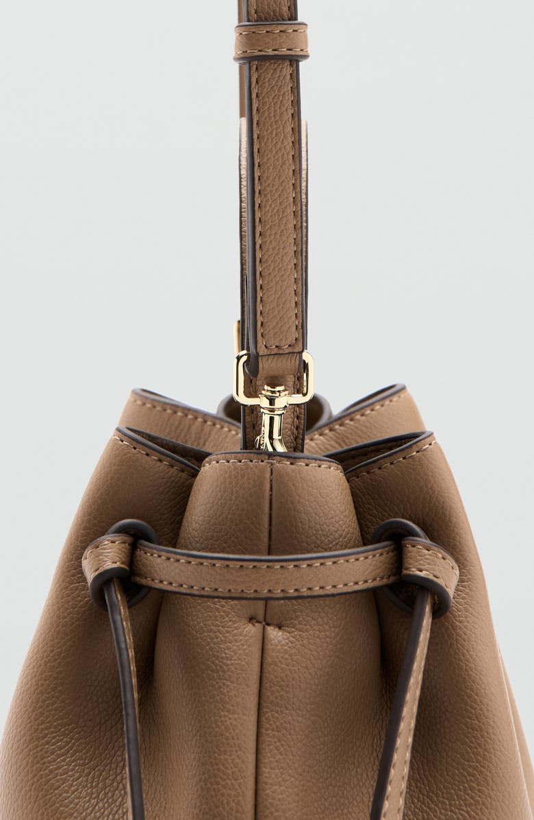 MANGO Faux Leather Bucket Bag, Alternate, color, Medium Brown