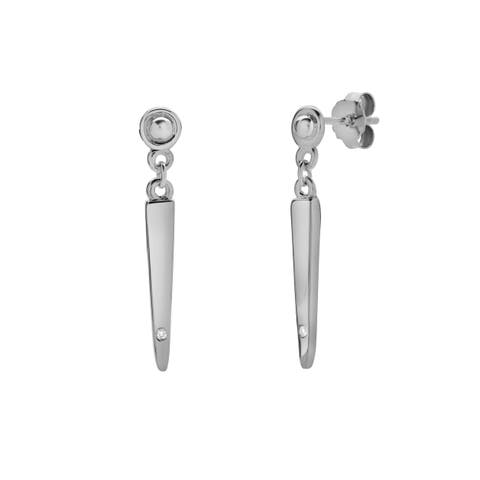 Elvara Sterling Silver 0.02 Ct Natural Diamond Minimal Drop Earrings