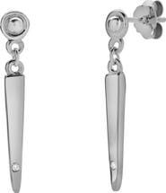 LuvMyJewelry Elvara Sterling Silver 0.02 Ct Natural Diamond Minimal Drop Earrings