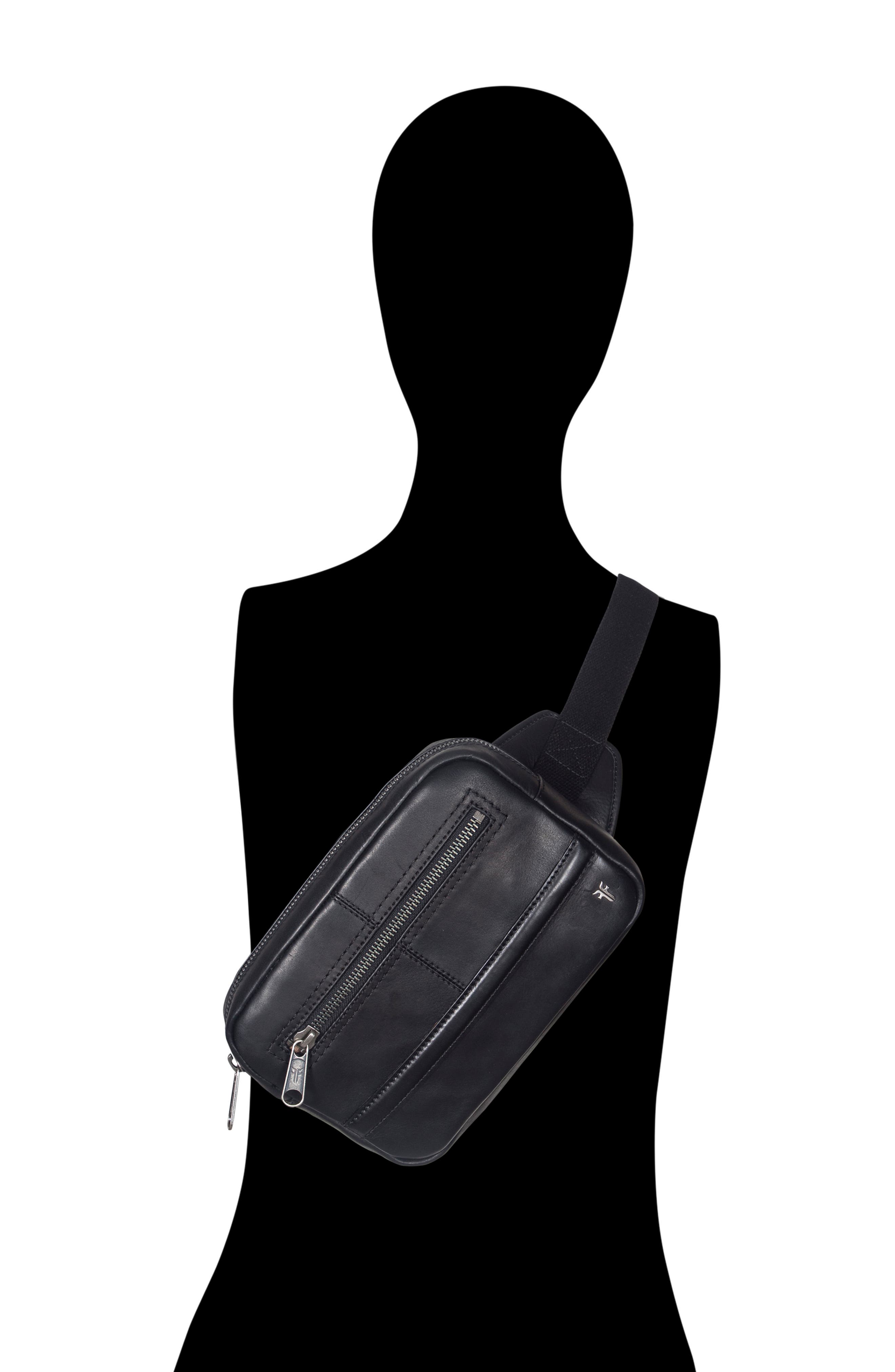 Frye Nash Leather Sling Bag, Alternate, color, Black