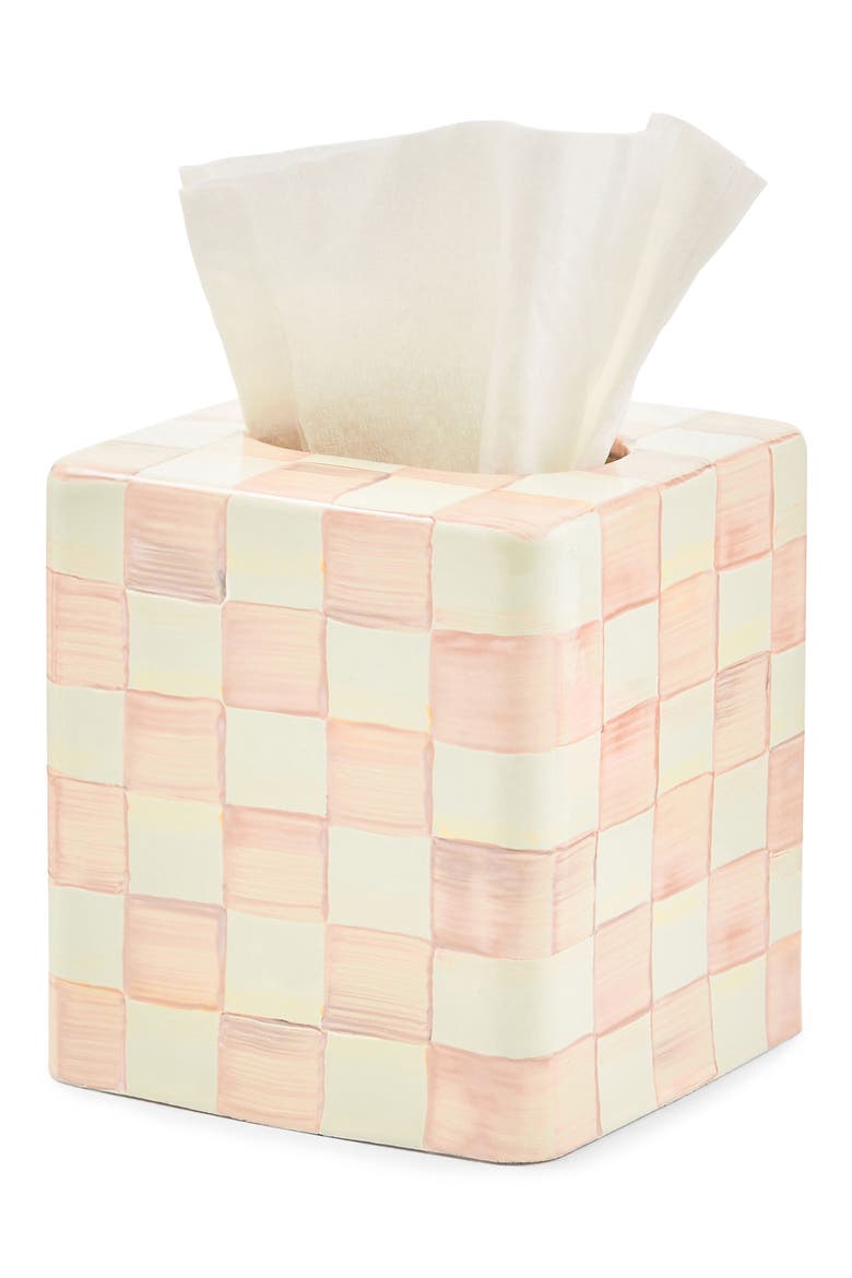 Courtly Check Boutique Tissue Box Cover, Alternate, color, ROSY