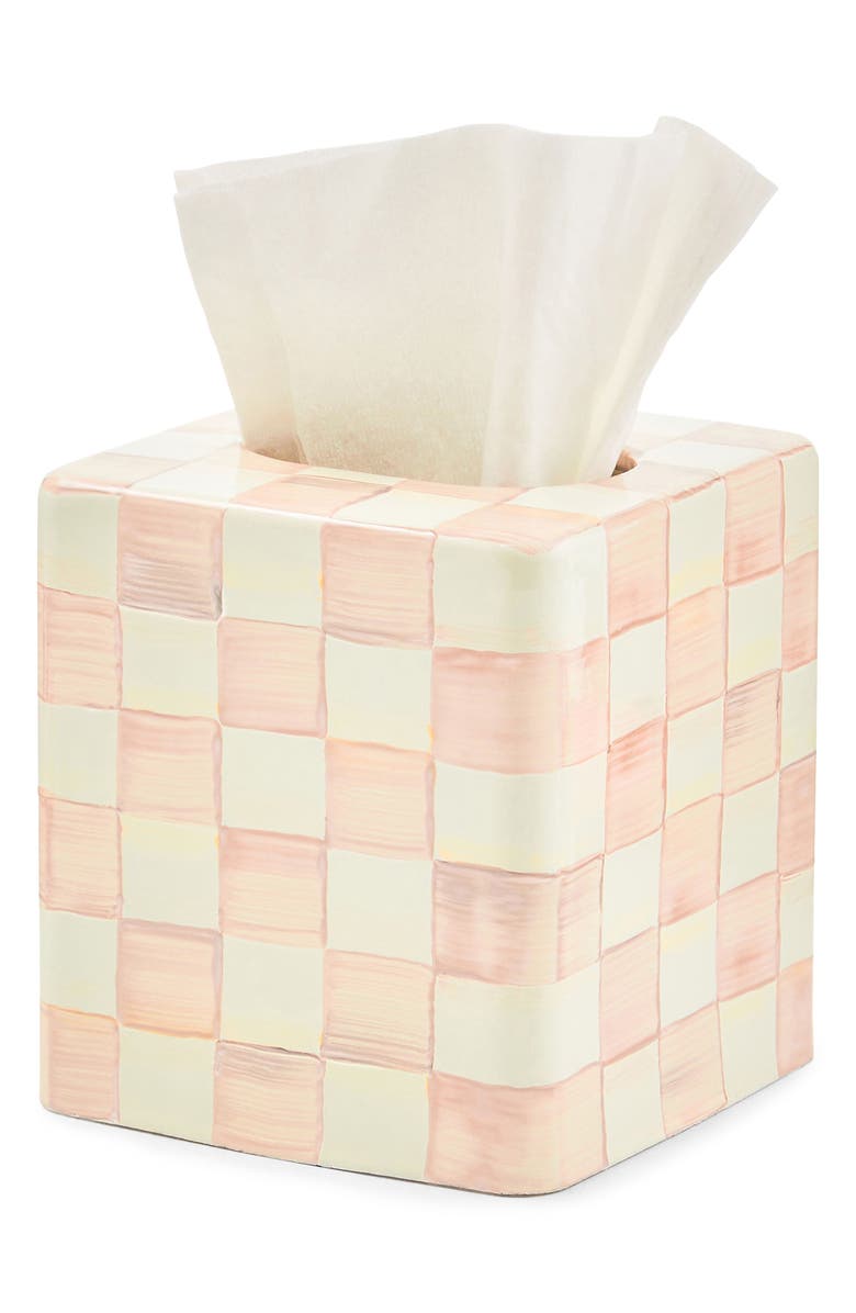 MACKENZIE CHILDS Courtly Check Boutique Tissue Box Cover, Alternate, color, Rosy