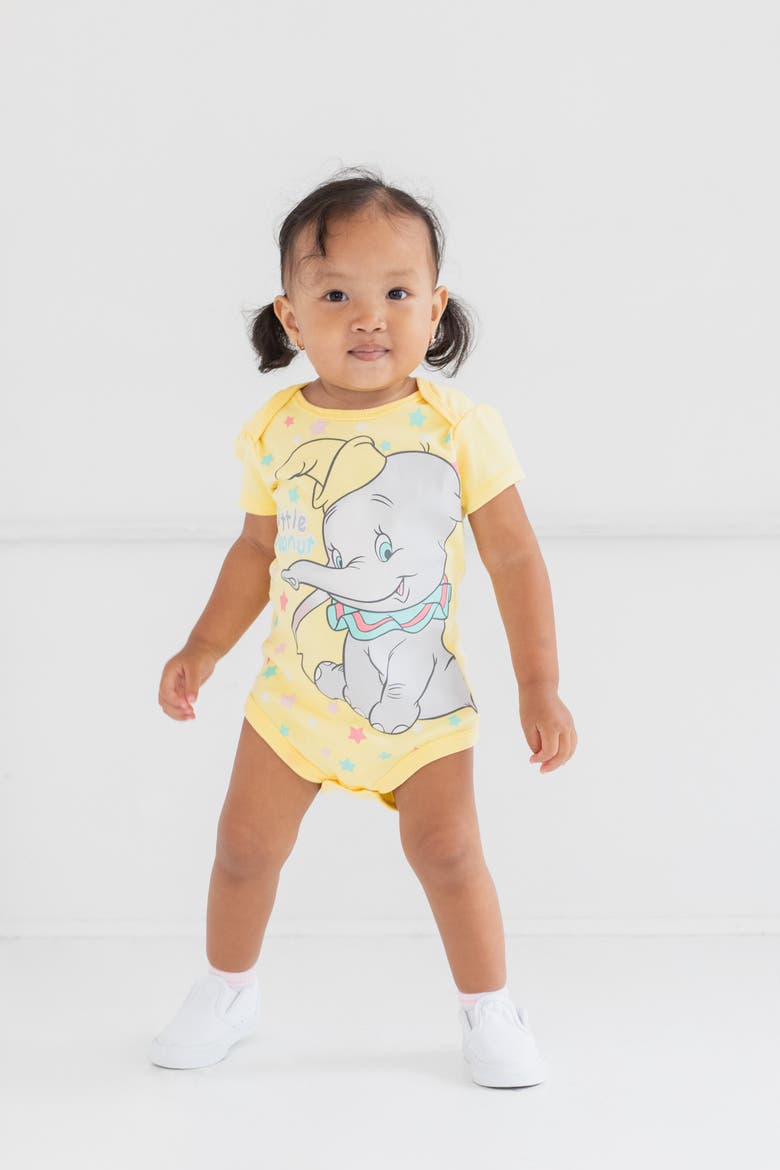 Girls' 5-Pack Short Sleeve Bodysuits, Alternate, color, Pink Grey Yellow Coral