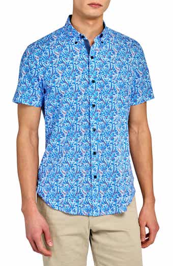 CONSTRUCT Slim Fit 4-Way Stretch Short Sleeve Button-Up Shirt