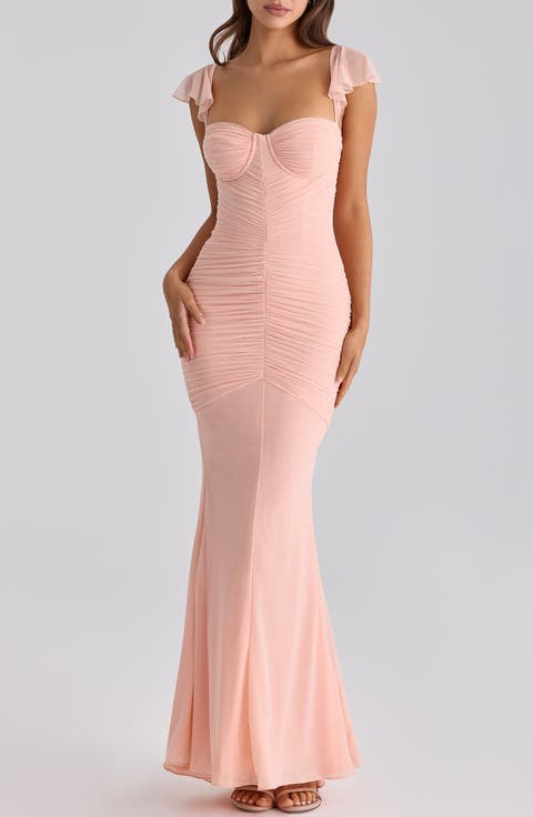 Antonella Ruched Mesh Dress