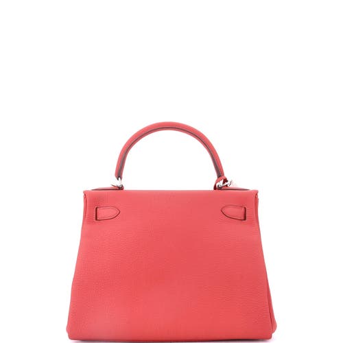 Pre-owned Hermes Hermes Kelly Handbag Red Clemence With Palladium Hardware 28
