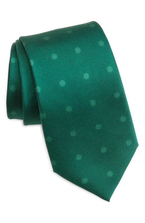 CLIFTON WILSON Polka Dot Silk Tie in Green 