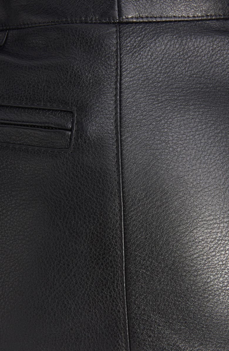 Alaïa High Waist Ruffle Leather Moto Pants, Alternate, color, 