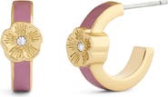 COACH Tea Rose Enamel Huggie Hoop Earrings