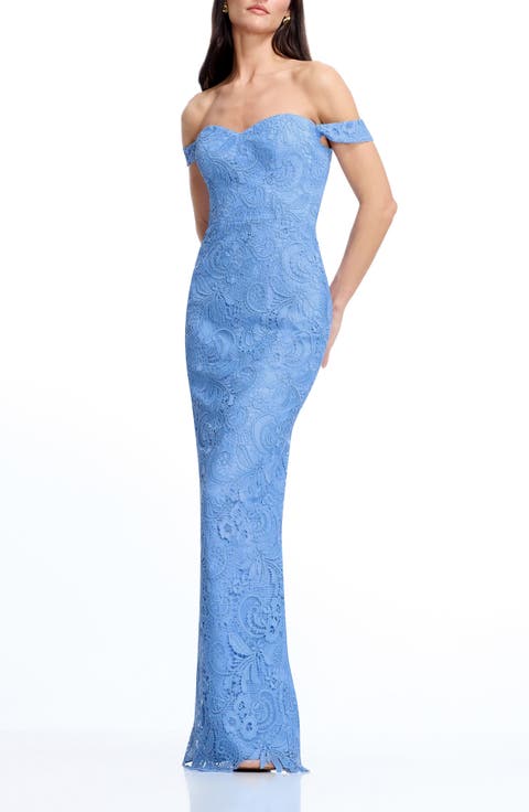 Dorothy Embroidered Lace Off the Shoulder Mermaid Gown