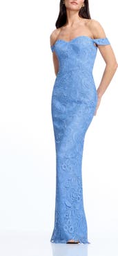Dress the Population Dorothy Embroidered Lace Off the Shoulder Mermaid Gown