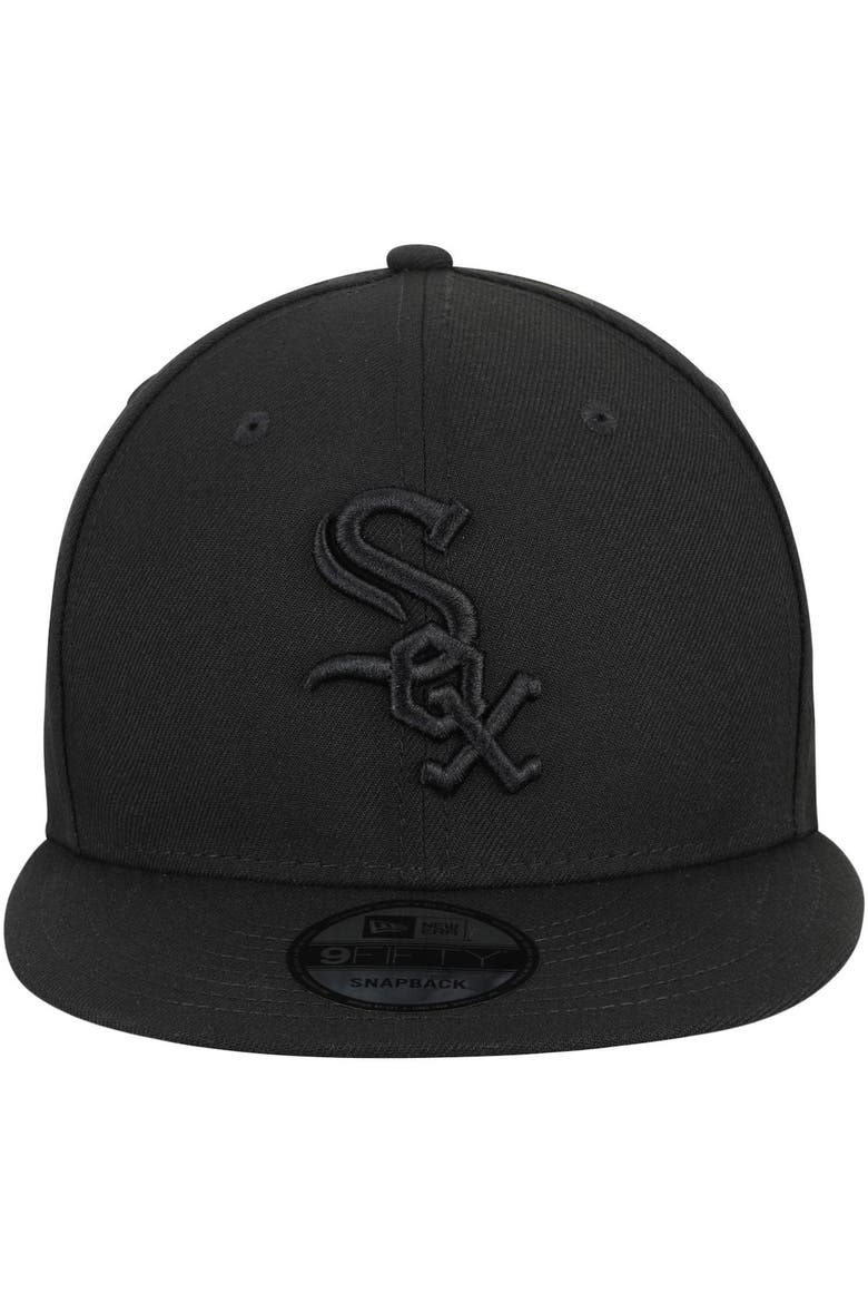 Chicago White Sox New Era Black on Black 9FIFTY Team Snapback Adjustable Hat - Black, Alternate, color, Black