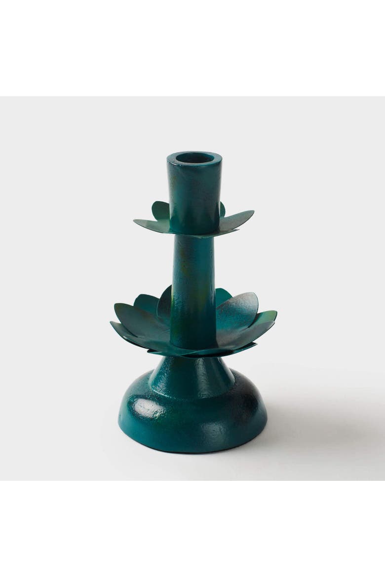 Green Lotus Bloom Tapered Candleholders, Alternate, color, Green