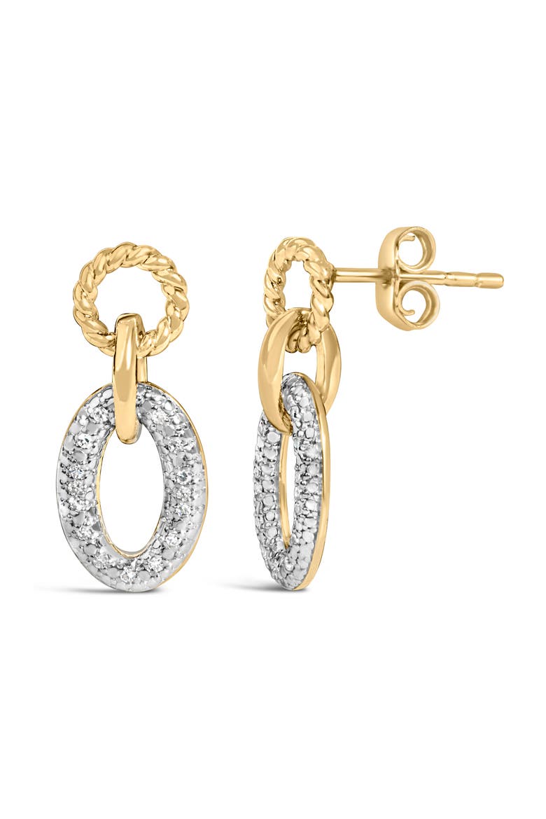 Gold Vermeil 1/10 Cttw Diamond Oval Link Earrings, Alternate, color, Silver