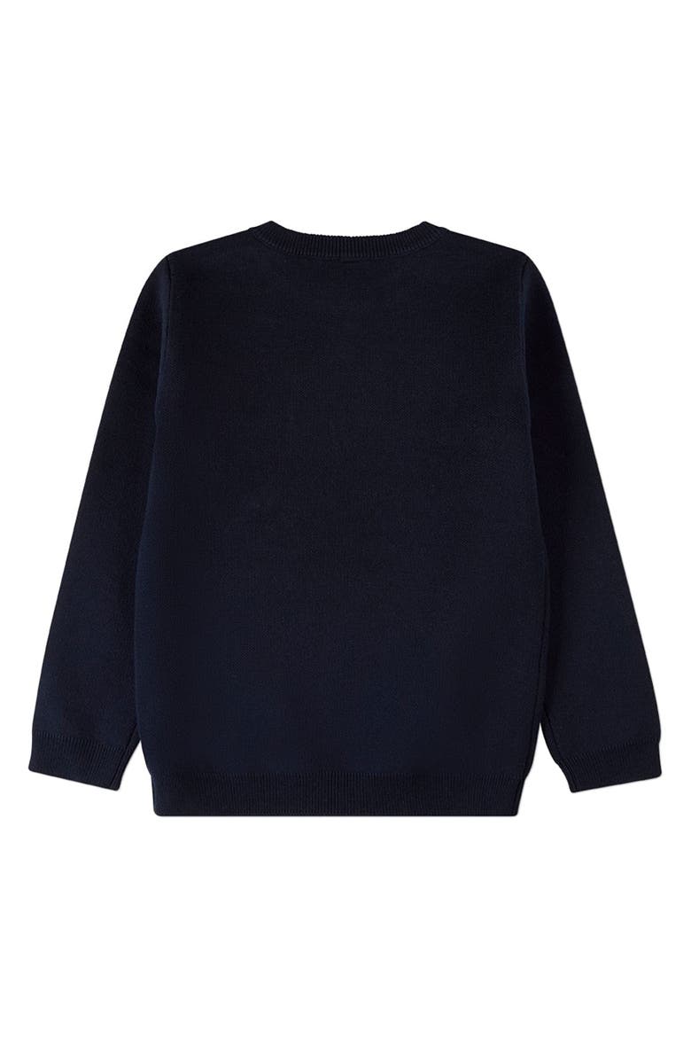Knit Pullover Crewneck Sweater with Embossed 3D Crest, Alternate, color, Navy