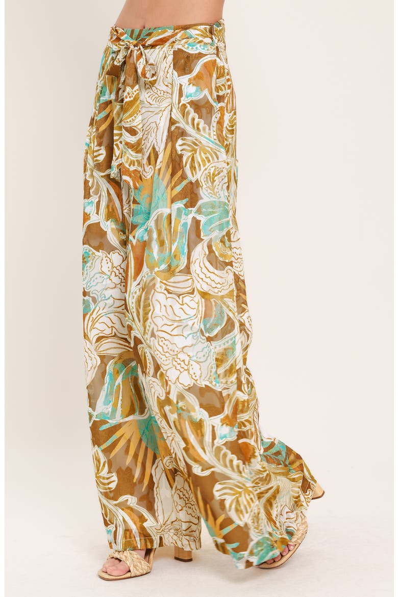 Print Wide Leg Pants, Alternate, color, BROWN