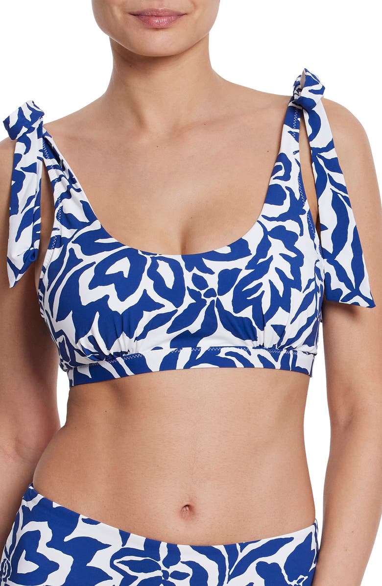 Hanky Panky Swim Scoop Bikini Top, Main, color, Poolside Blue Print