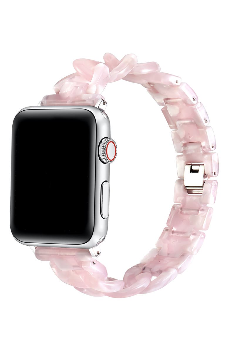 The Posh Tech Kit Tortoise Resin Link Apple Watch<sup>®</sup> Watchband, Alternate, color, Blush Tortoise