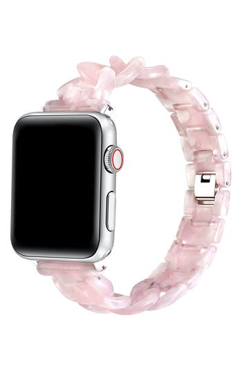 The Posh Tech Kit Tortoise Resin Link Apple Watch® Watchband In Blush Tortoise