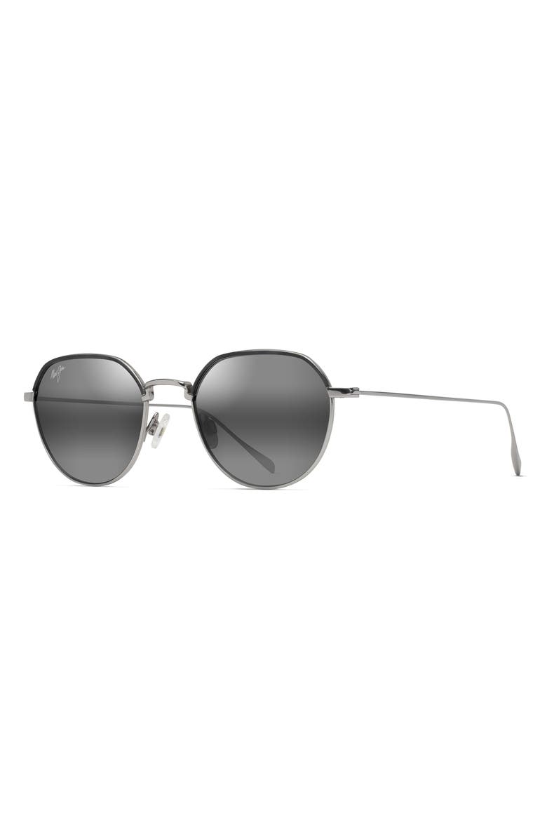 Maui Jim Island Eyes 50mm Mirrored PolarizedPlus2<sup>®</sup> Square Sunglasses, Alternate, color, Titanium