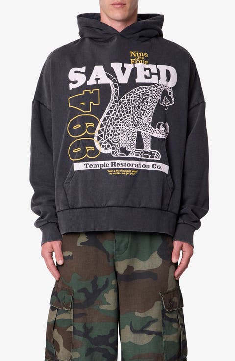 Saved Cotton Graphic Print Hoodie