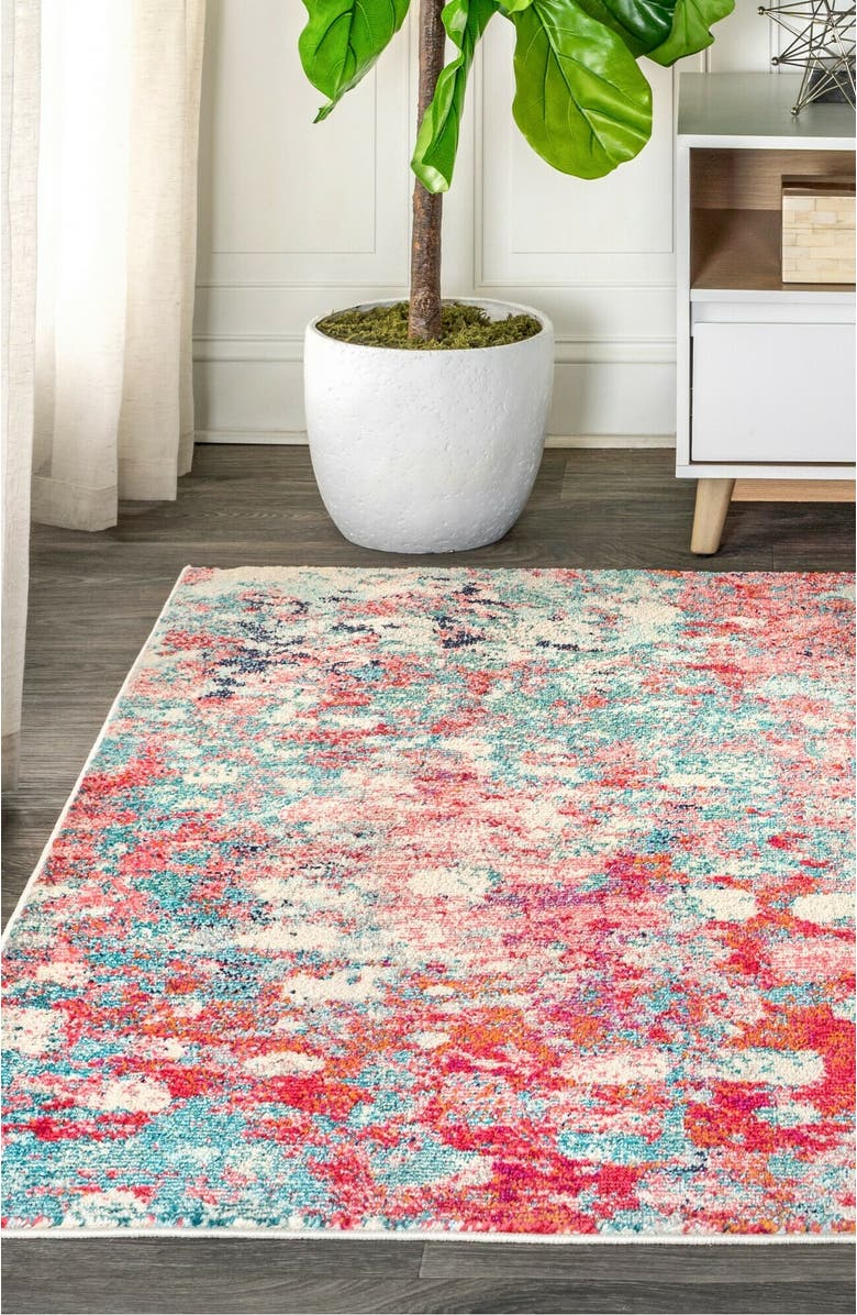 JONATHAN Y Contemporary POP Modern Abstract Area Rug, Alternate, color, Blue/Red