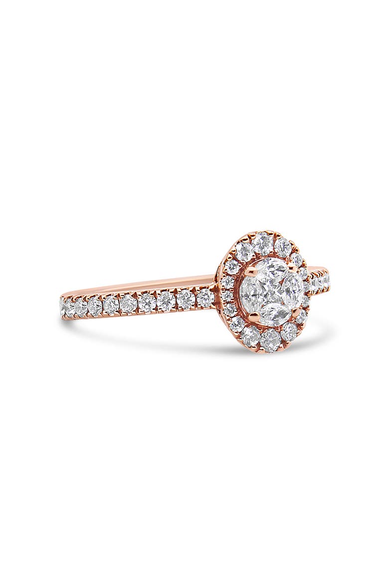 18K Rose Gold 1/2 Cttw Diamond Oval Shaped Halo Engagement Ring, Alternate, color, Pink