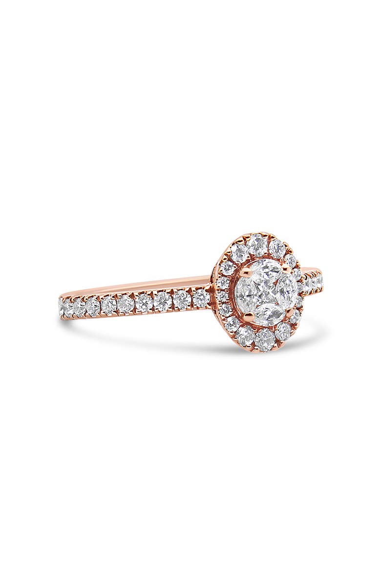 Haus of Brilliance 18K Rose Gold 1/2 Cttw Diamond Oval Shaped Halo Engagement Ring, Alternate, color, Pink