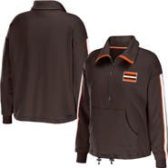WEAR by Erin Andrews Women's WEAR by Erin Andrews Brown Cleveland Browns Logo Stripe Half-Zip Top