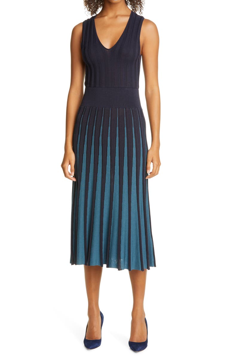 BOSS Filivia Sleeveless Pleated Knit Dress, Main, color,