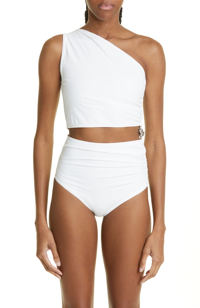 Bottega Veneta One-Shoulder Cutout One-Piece Swimsuit, Main, color,