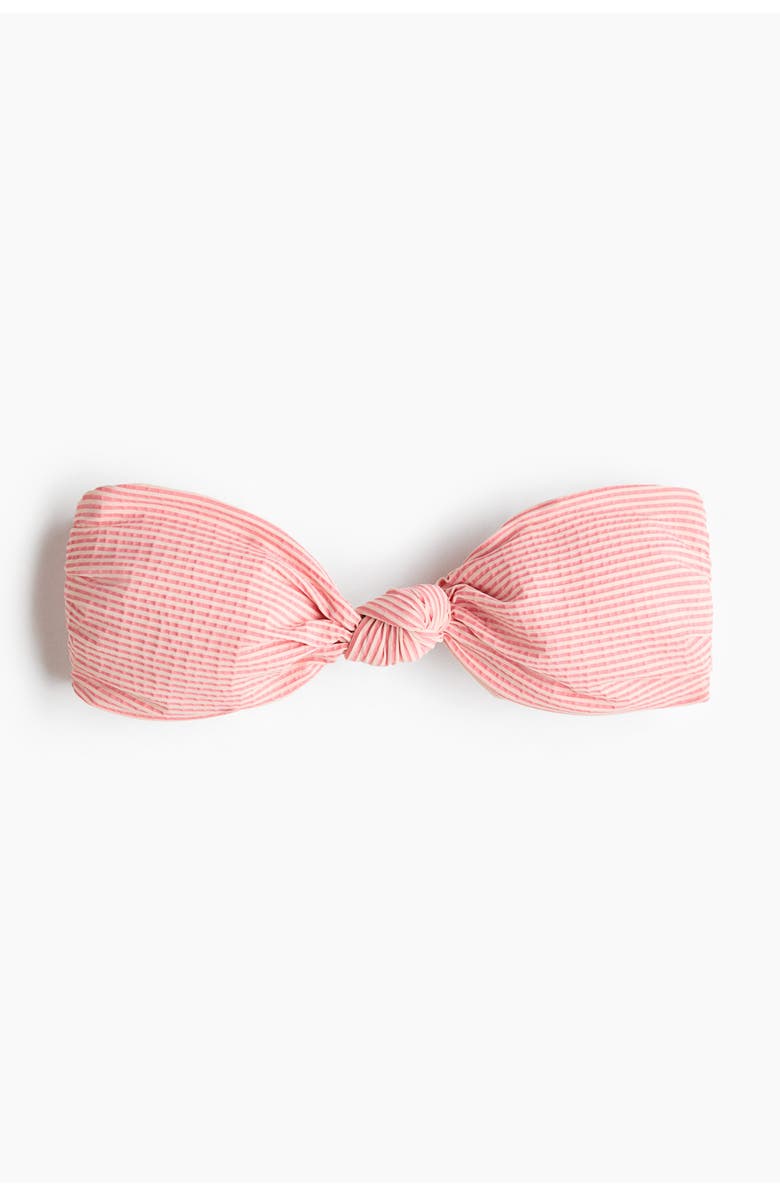 H&M Padded Bandeau Bikini Top, Main, color, Pink/Light Beige Striped