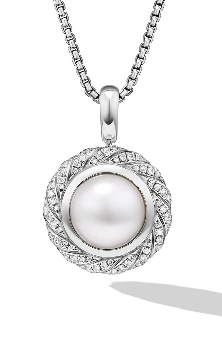 David Yurman Pearl Classics Cable Halo Amulet with Diamonds, 18.8mm, Main, color, 