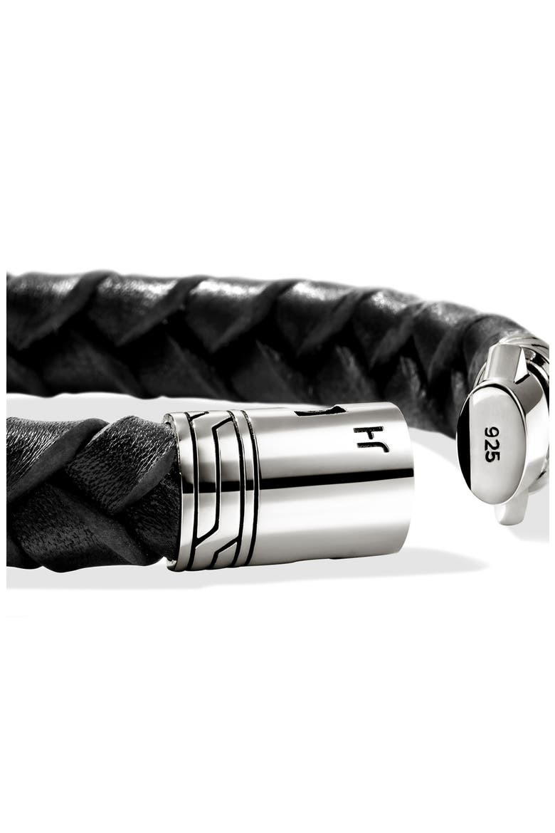 Leather & Sterling Silver Bracelet, Alternate, color, BLACK/ SILVER