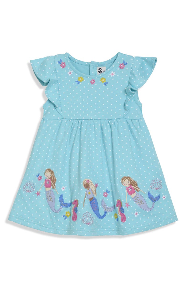 JOJO MAMAN BEBE Mermaid Appliqué Cotton Sundress, Main, color, Aqua