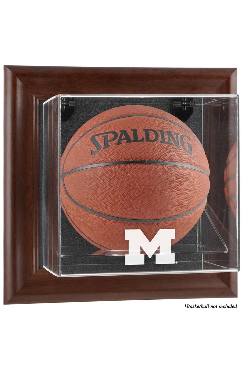 FANATICS AUTHENTIC Michigan Wolverines Brown Framed Wall-Mountable Basketball Display Case, Main, color, 